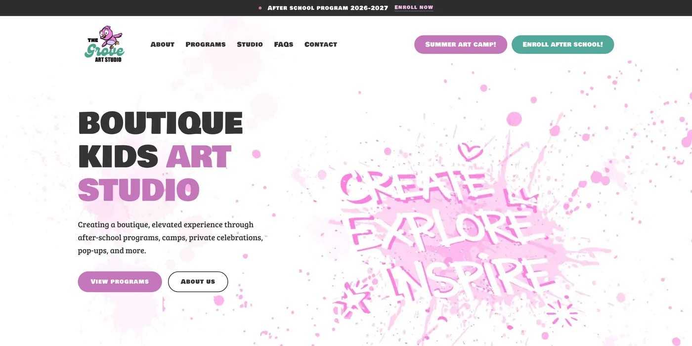 The Grove Art Studio website