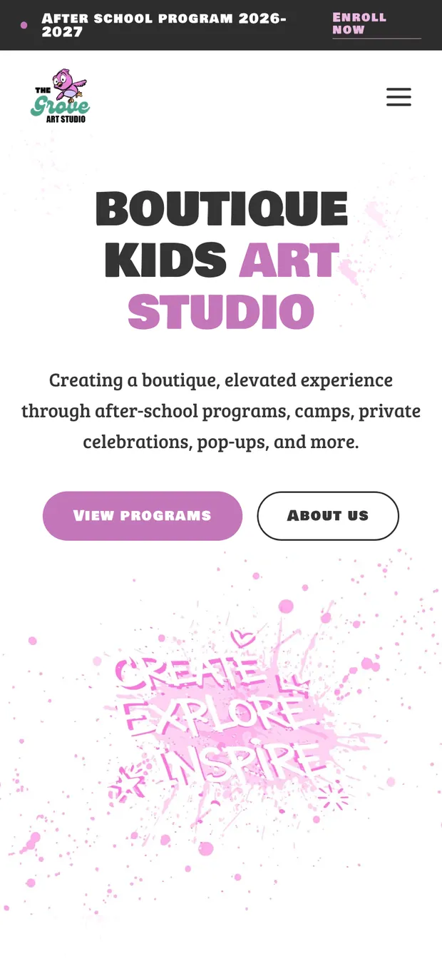 The Grove Art Studio on a phone