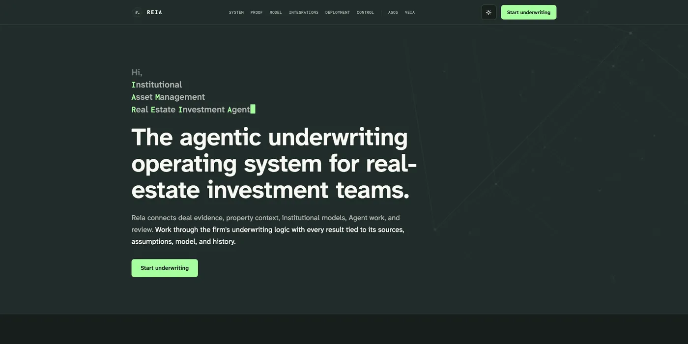 Reia agentic underwriting platform